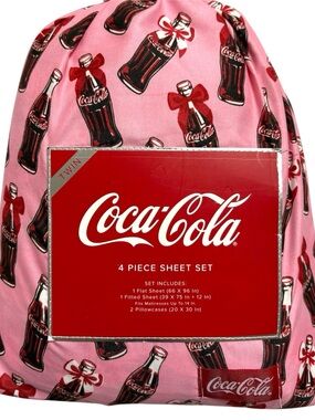 Coca-Cola pink twin sheet set